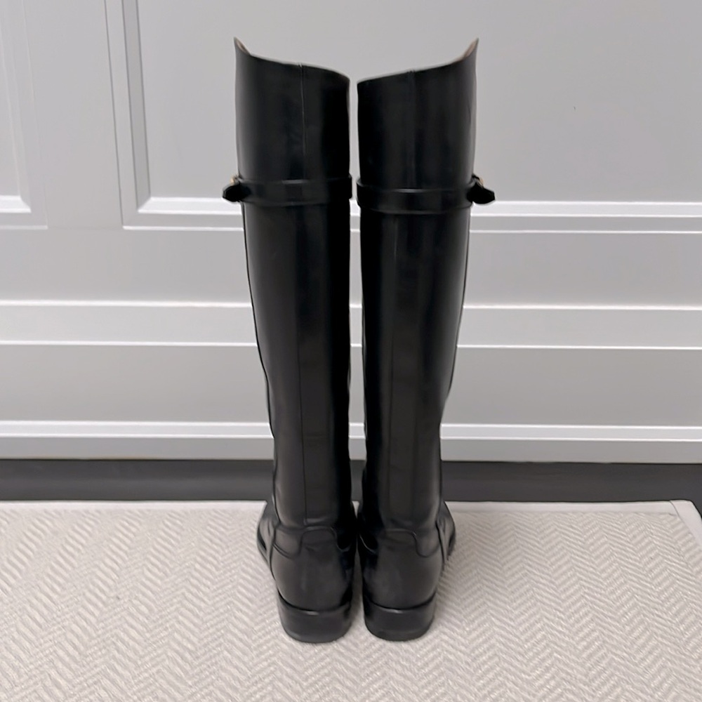 GUCCI Black Leather Knee High Boot with Slim Horsebit - Picture 9 of 13